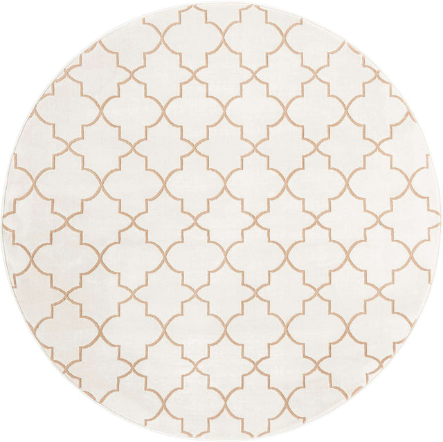 White 5' 3 x 5' 3 Jill Zarin Uptown Round Area Rug 70% Polypropylene & 30% Polyester  Contemporary Carpet for Living, Dining, Office, Bedroom for Sale at Rug Engine
