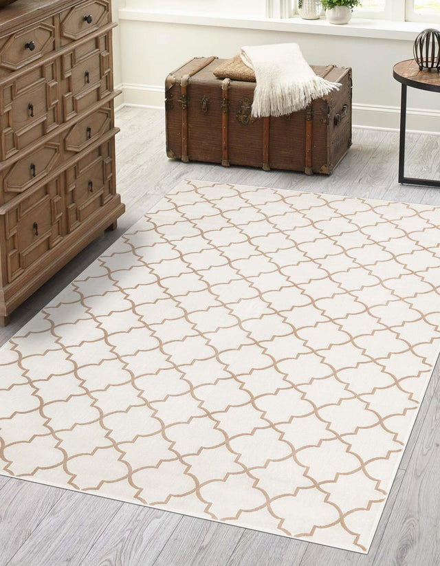 White 5' 3 x 8' Jill Zarin Uptown Rectangle Area Rug 70% Polypropylene & 30% Polyester  Contemporary Carpet for Living, Dining, Office, Bedroom for Sale at Rug Engine