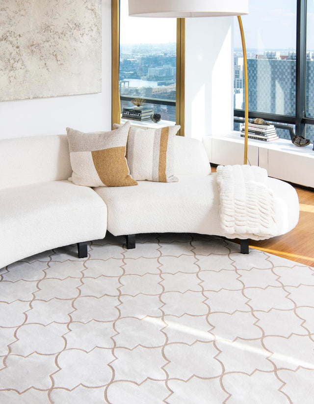 White 5' 3 x 8' Jill Zarin Uptown Rectangle Area Rug 70% Polypropylene & 30% Polyester  Contemporary Carpet for Living, Dining, Office, Bedroom for Sale at Rug Engine