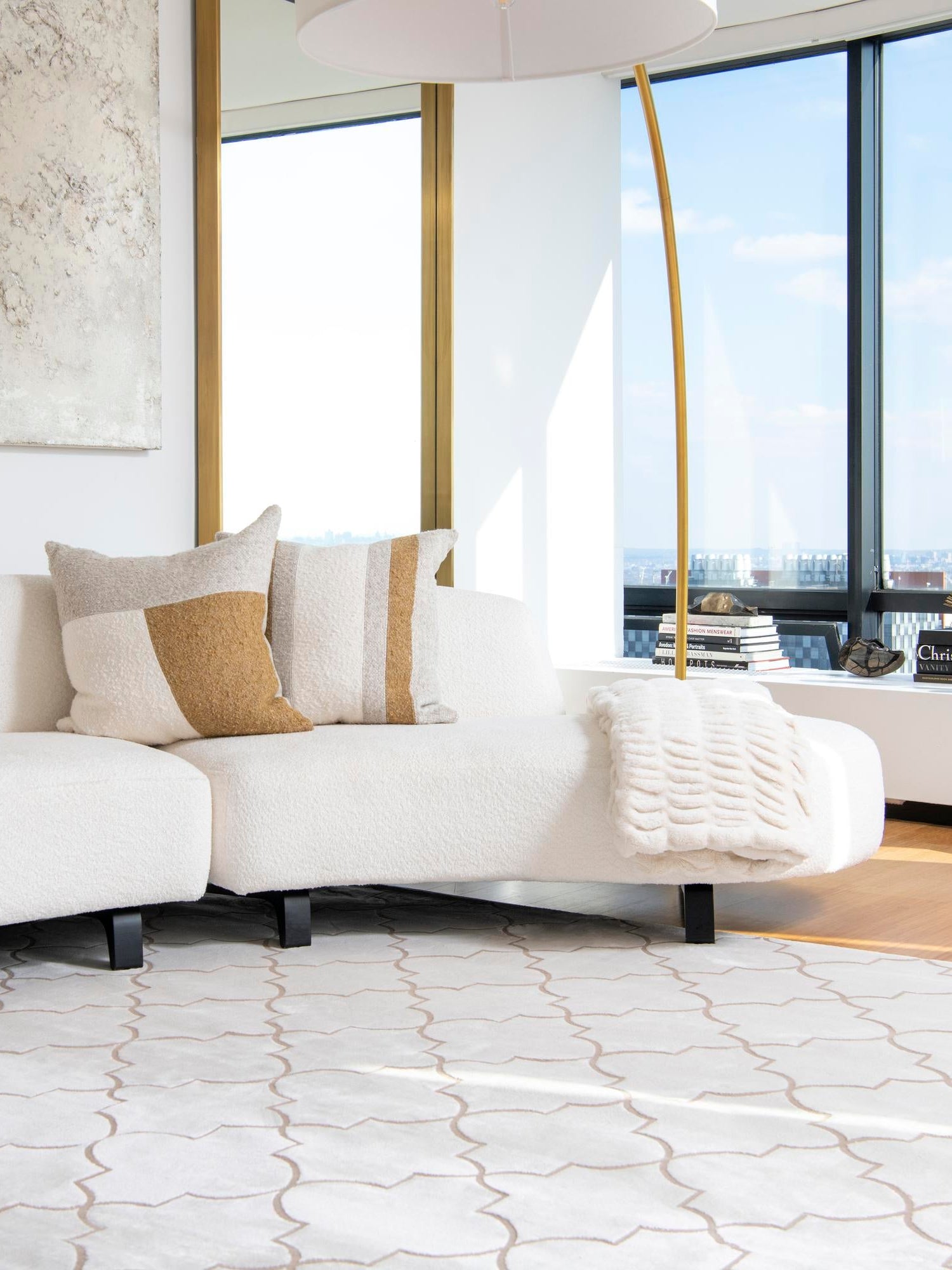 White 4' 1 x 6' 1 Jill Zarin Uptown Rectangle Area Rug 70% Polypropylene & 30% Polyester  Contemporary Carpet for Living, Dining, Office, Bedroom for Sale at Rug Engine