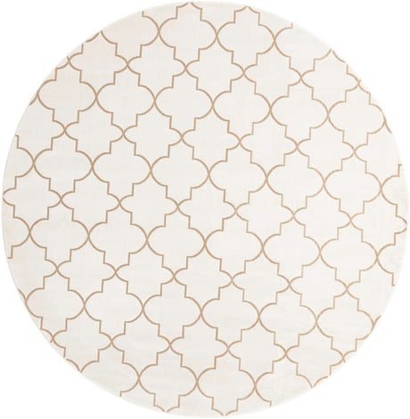 White 7' 10 x 7' 10 Jill Zarin Uptown Round Area Rug 70% Polypropylene & 30% Polyester  Contemporary Carpet for Living, Dining, Office, Bedroom for Sale at Rug Engine