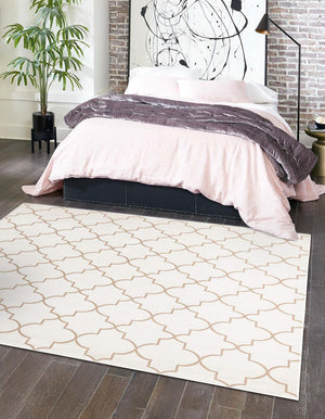 White 7' 10 x 7' 10 Jill Zarin Uptown Square Area Rug 70% Polypropylene & 30% Polyester  Contemporary Carpet for Living, Dining, Office, Bedroom for Sale at Rug Engine