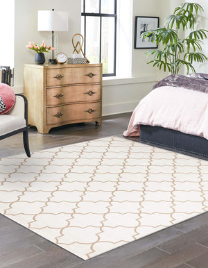 White 7' 10 x 7' 10 Jill Zarin Uptown Square Area Rug 70% Polypropylene & 30% Polyester  Contemporary Carpet for Living, Dining, Office, Bedroom for Sale at Rug Engine
