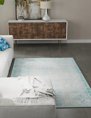 Teal 7' 10 x 10' Jill Zarin Uptown Rectangle Area Rug 70% Polypropylene & 30% Polyester  Contemporary Carpet for Living, Dining, Office, Bedroom for Sale at Rug Engine