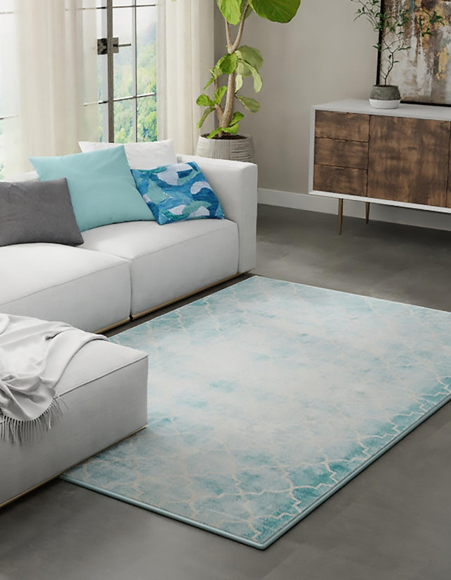 Teal 4' 1 x 6' 1 Jill Zarin Uptown Rectangle Area Rug 70% Polypropylene & 30% Polyester  Contemporary Carpet for Living, Dining, Office, Bedroom for Sale at Rug Engine