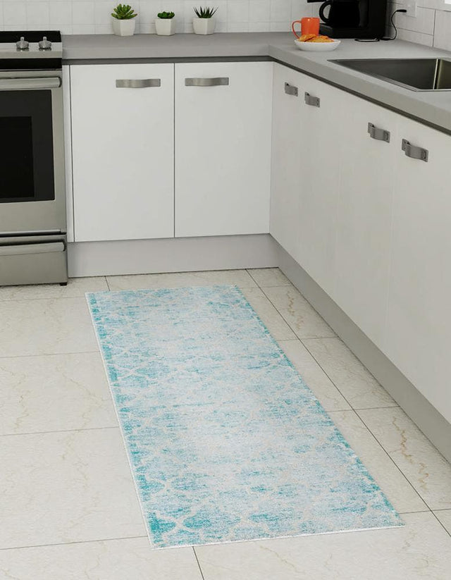 Teal 2' 7 x 8' Jill Zarin Uptown Runner Area Rug 70% Polypropylene & 30% Polyester  Contemporary Carpet for Living, Dining, Office, Bedroom for Sale at Rug Engine