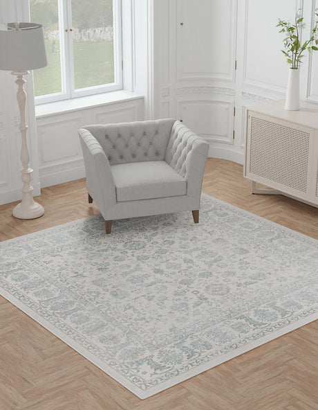 Teal 7' 10 x 7' 10 Jill Zarin Uptown Square Area Rug 70% Polypropylene & 30% Polyester  Contemporary Carpet for Living, Dining, Office, Bedroom for Sale at Rug Engine