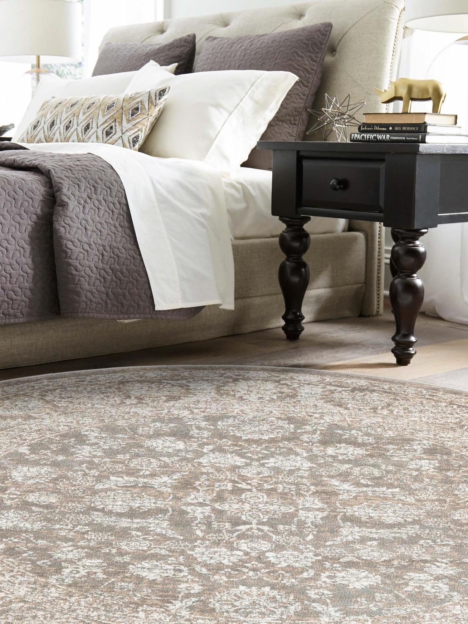 Gray 7' 10 x 7' 10 Jill Zarin Uptown Round Area Rug 70% Polypropylene & 30% Polyester  Contemporary Carpet for Living, Dining, Office, Bedroom for Sale at Rug Engine
