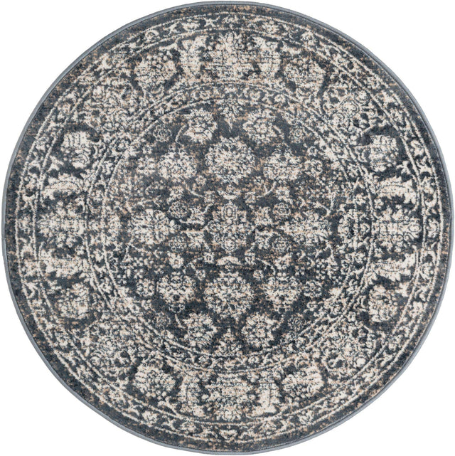 Navy Blue 3' 3 x 3' 3 Jill Zarin Uptown Round Area Rug 70% Polypropylene & 30% Polyester  Contemporary Carpet for Living, Dining, Office, Bedroom for Sale at Rug Engine