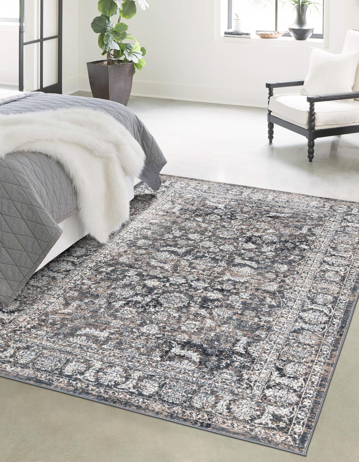 Navy Blue 9' x 12' Jill Zarin Uptown Rectangle Area Rug 70% Polypropylene & 30% Polyester  Contemporary Carpet for Living, Dining, Office, Bedroom for Sale at Rug Engine