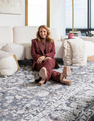 Navy Blue 4' 1 x 6' 1 Jill Zarin Uptown Rectangle Area Rug 70% Polypropylene & 30% Polyester  Contemporary Carpet for Living, Dining, Office, Bedroom for Sale at Rug Engine