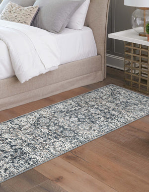 Navy Blue 2' 2 x 6' 1 Jill Zarin Uptown Runner Area Rug 70% Polypropylene & 30% Polyester  Contemporary Carpet for Living, Dining, Office, Bedroom for Sale at Rug Engine