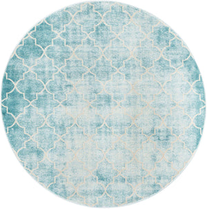 Teal 5' 3 x 5' 3 Jill Zarin Uptown Round Area Rug 70% Polypropylene & 30% Polyester  Contemporary Carpet for Living, Dining, Office, Bedroom for Sale at Rug Engine