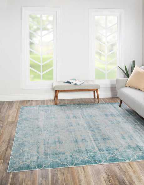 Teal 7' 10 x 7' 10 Jill Zarin Uptown Square Area Rug 70% Polypropylene & 30% Polyester  Contemporary Carpet for Living, Dining, Office, Bedroom for Sale at Rug Engine