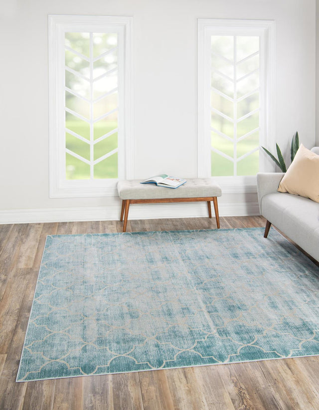 Teal 7' 10 x 7' 10 Jill Zarin Uptown Square Area Rug 70% Polypropylene & 30% Polyester  Contemporary Carpet for Living, Dining, Office, Bedroom for Sale at Rug Engine