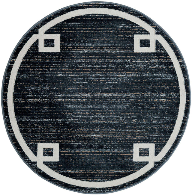 Navy Blue 3' 3 x 3' 3 Jill Zarin Uptown Round Area Rug 70% Polypropylene & 30% Polyester  Contemporary Carpet for Living, Dining, Office, Bedroom for Sale at Rug Engine