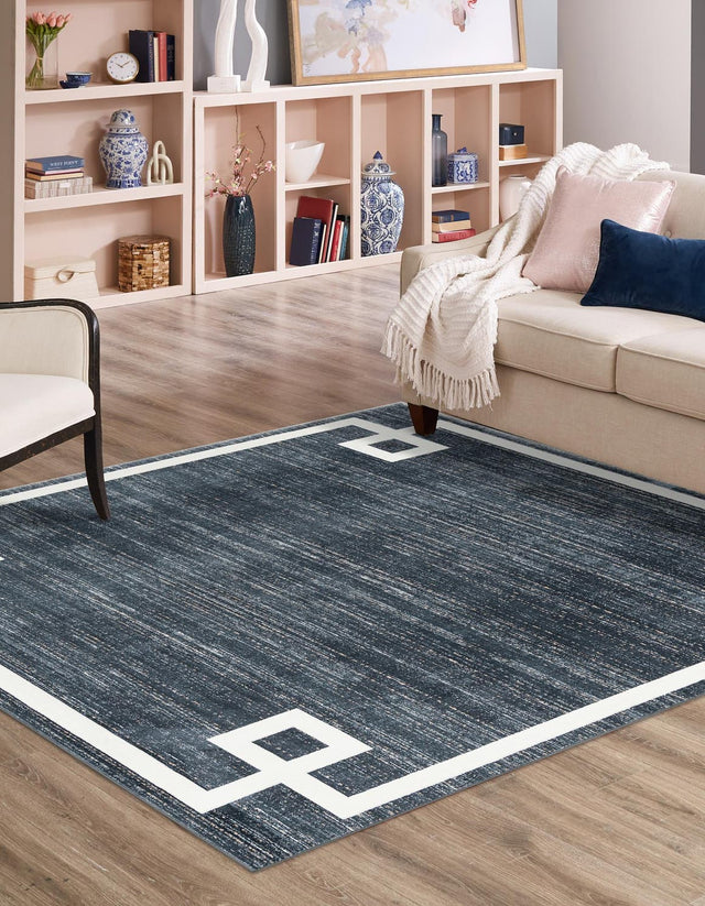 Navy Blue 7' 10 x 7' 10 Jill Zarin Uptown Square Area Rug 70% Polypropylene & 30% Polyester  Contemporary Carpet for Living, Dining, Office, Bedroom for Sale at Rug Engine