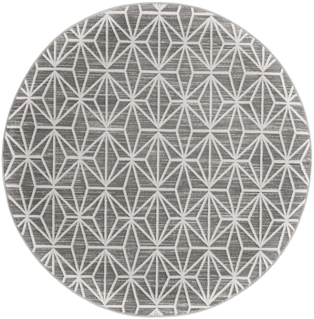 Gray 5' 3 x 5' 3 Jill Zarin Uptown Round Area Rug 70% Polypropylene & 30% Polyester  Contemporary Carpet for Living, Dining, Office, Bedroom for Sale at Rug Engine