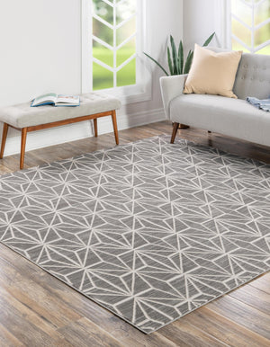 Gray 7' 10 x 7' 10 Jill Zarin Uptown Square Area Rug 70% Polypropylene & 30% Polyester  Contemporary Carpet for Living, Dining, Office, Bedroom for Sale at Rug Engine