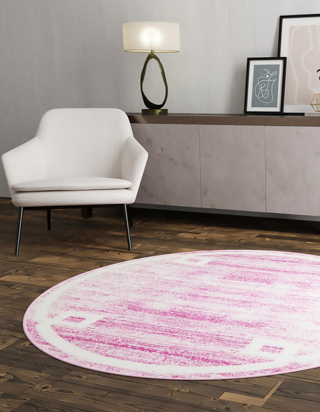Pink 5' 3 x 5' 3 Jill Zarin Uptown Round Area Rug 70% Polypropylene & 30% Polyester  Contemporary Carpet for Living, Dining, Office, Bedroom for Sale at Rug Engine