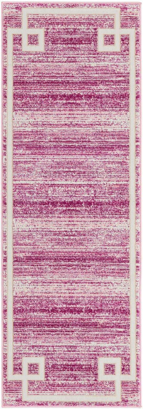 Pink 2' 2 x 6' 1 Jill Zarin Uptown Runner Area Rug 70% Polypropylene & 30% Polyester  Contemporary Carpet for Living, Dining, Office, Bedroom for Sale at Rug Engine