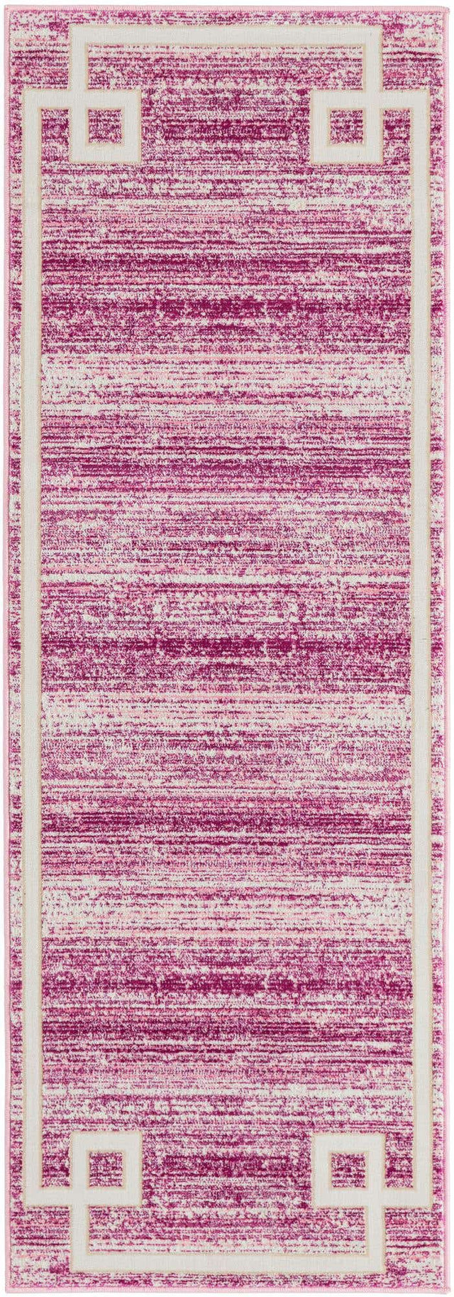 Pink 2' 2 x 6' 1 Jill Zarin Uptown Runner Area Rug 70% Polypropylene & 30% Polyester  Contemporary Carpet for Living, Dining, Office, Bedroom for Sale at Rug Engine