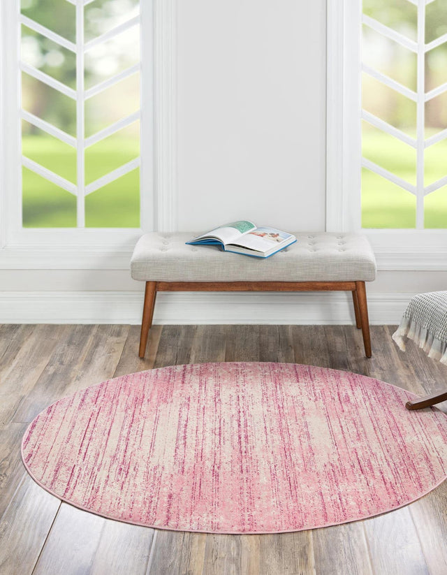 Pink 3' 1 x 3' 1 Jill Zarin Uptown Round Area Rug 70% Polypropylene & 30% Polyester  Contemporary Carpet for Living, Dining, Office, Bedroom for Sale at Rug Engine