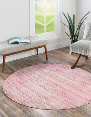 Pink 5' 3 x 5' 3 Jill Zarin Uptown Round Area Rug 70% Polypropylene & 30% Polyester  Contemporary Carpet for Living, Dining, Office, Bedroom for Sale at Rug Engine