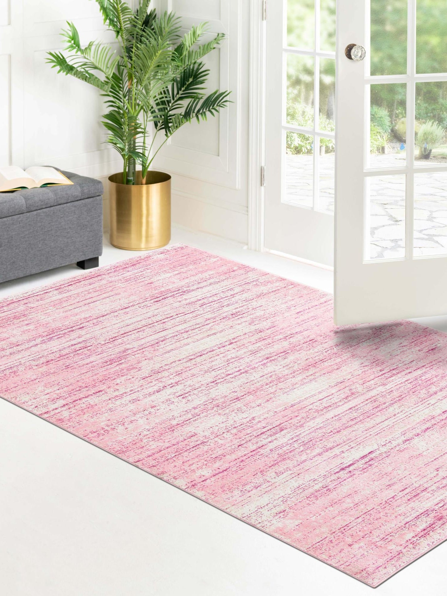 Pink 4' 1 x 6' 1 Jill Zarin Uptown Rectangle Area Rug 70% Polypropylene & 30% Polyester  Contemporary Carpet for Living, Dining, Office, Bedroom for Sale at Rug Engine