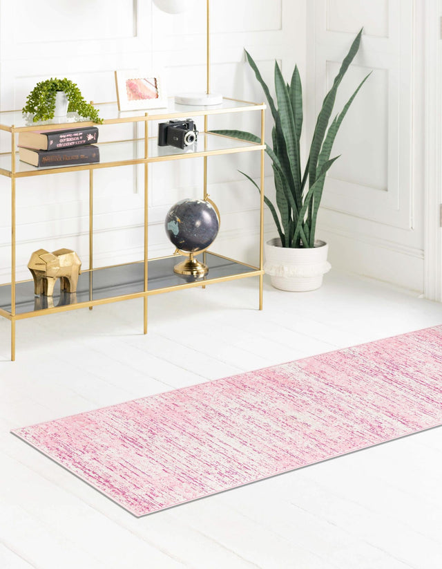 Pink 2' 2 x 6' 1 Jill Zarin Uptown Runner Area Rug 70% Polypropylene & 30% Polyester  Contemporary Carpet for Living, Dining, Office, Bedroom for Sale at Rug Engine
