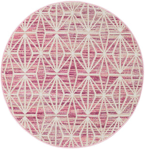 Pink 3' 1 x 3' 1 Jill Zarin Uptown Round Area Rug 70% Polypropylene & 30% Polyester  Contemporary Carpet for Living, Dining, Office, Bedroom for Sale at Rug Engine