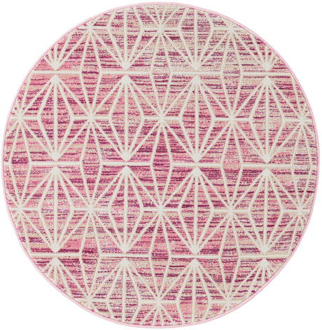 Pink 3' 1 x 3' 1 Jill Zarin Uptown Round Area Rug 70% Polypropylene & 30% Polyester  Contemporary Carpet for Living, Dining, Office, Bedroom for Sale at Rug Engine