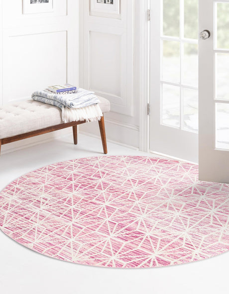 Pink 3' 1 x 3' 1 Jill Zarin Uptown Round Area Rug 70% Polypropylene & 30% Polyester  Contemporary Carpet for Living, Dining, Office, Bedroom for Sale at Rug Engine
