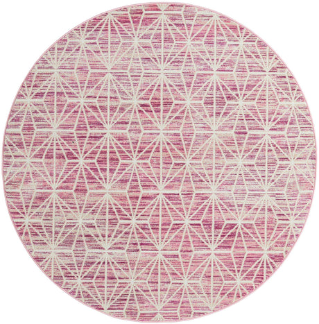 Pink 5' 3 x 5' 3 Jill Zarin Uptown Round Area Rug 70% Polypropylene & 30% Polyester  Contemporary Carpet for Living, Dining, Office, Bedroom for Sale at Rug Engine