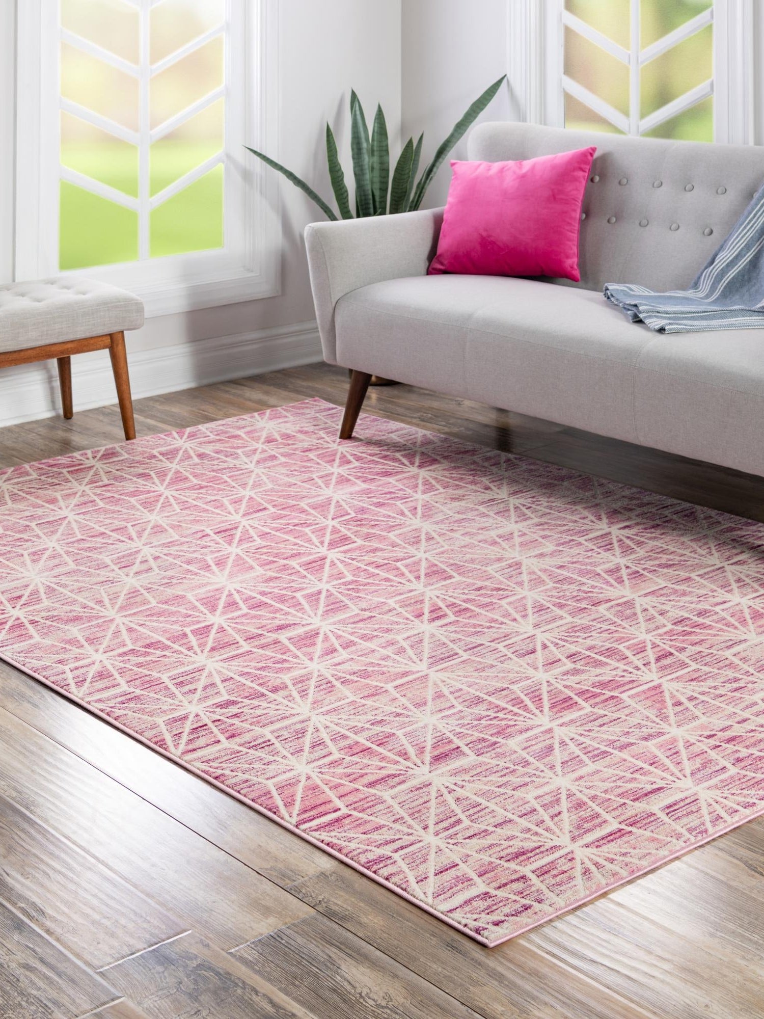 Pink 4' 1 x 6' 1 Jill Zarin Uptown Rectangle Area Rug 70% Polypropylene & 30% Polyester  Contemporary Carpet for Living, Dining, Office, Bedroom for Sale at Rug Engine