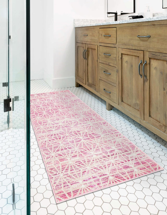 Pink 2' 2 x 6' 1 Jill Zarin Uptown Runner Area Rug 70% Polypropylene & 30% Polyester  Contemporary Carpet for Living, Dining, Office, Bedroom for Sale at Rug Engine