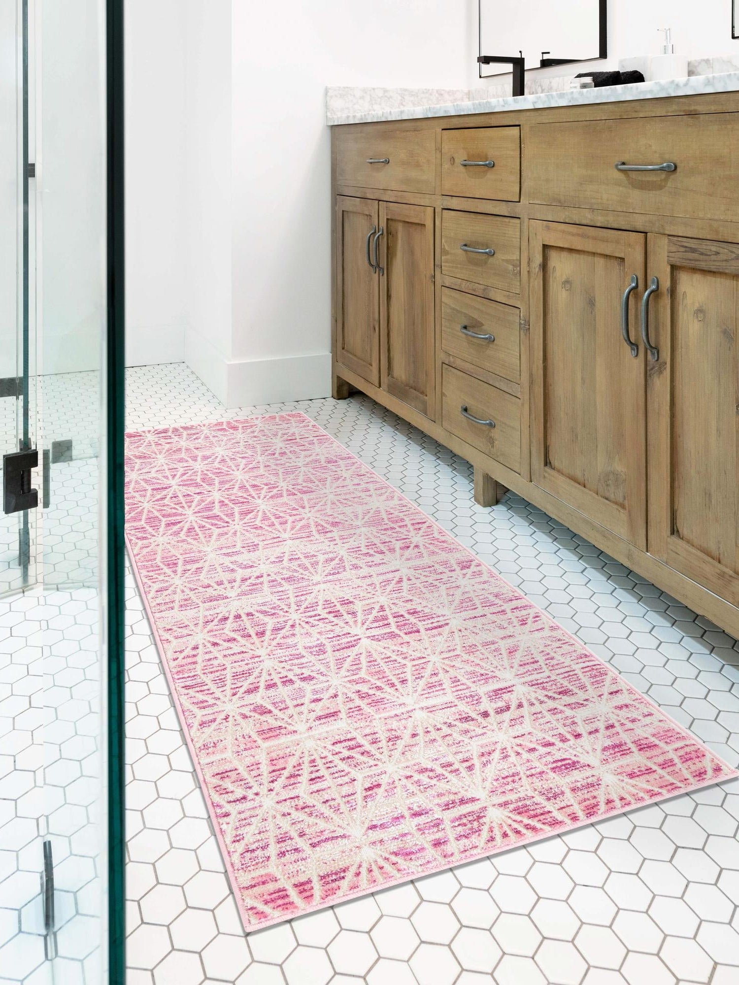 Pink 2' 7 x 8' Jill Zarin Uptown Runner Area Rug 70% Polypropylene & 30% Polyester  Contemporary Carpet for Living, Dining, Office, Bedroom for Sale at Rug Engine