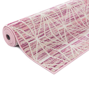 Pink 2' 2 x 6' 1 Jill Zarin Uptown Runner Area Rug 70% Polypropylene & 30% Polyester  Contemporary Carpet for Living, Dining, Office, Bedroom for Sale at Rug Engine
