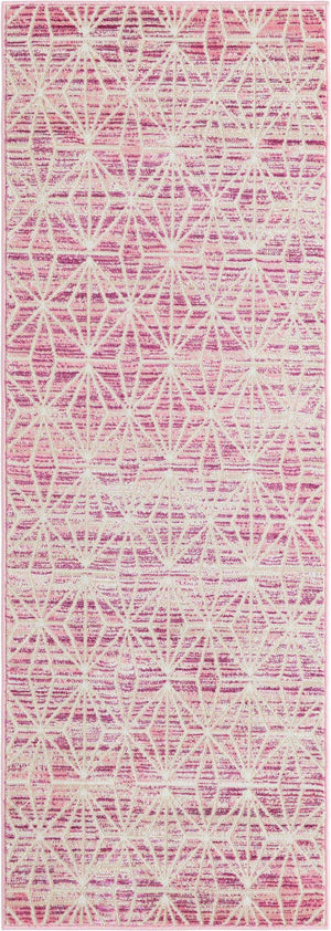 Pink 2' 2 x 6' 1 Jill Zarin Uptown Runner Area Rug 70% Polypropylene & 30% Polyester  Contemporary Carpet for Living, Dining, Office, Bedroom for Sale at Rug Engine