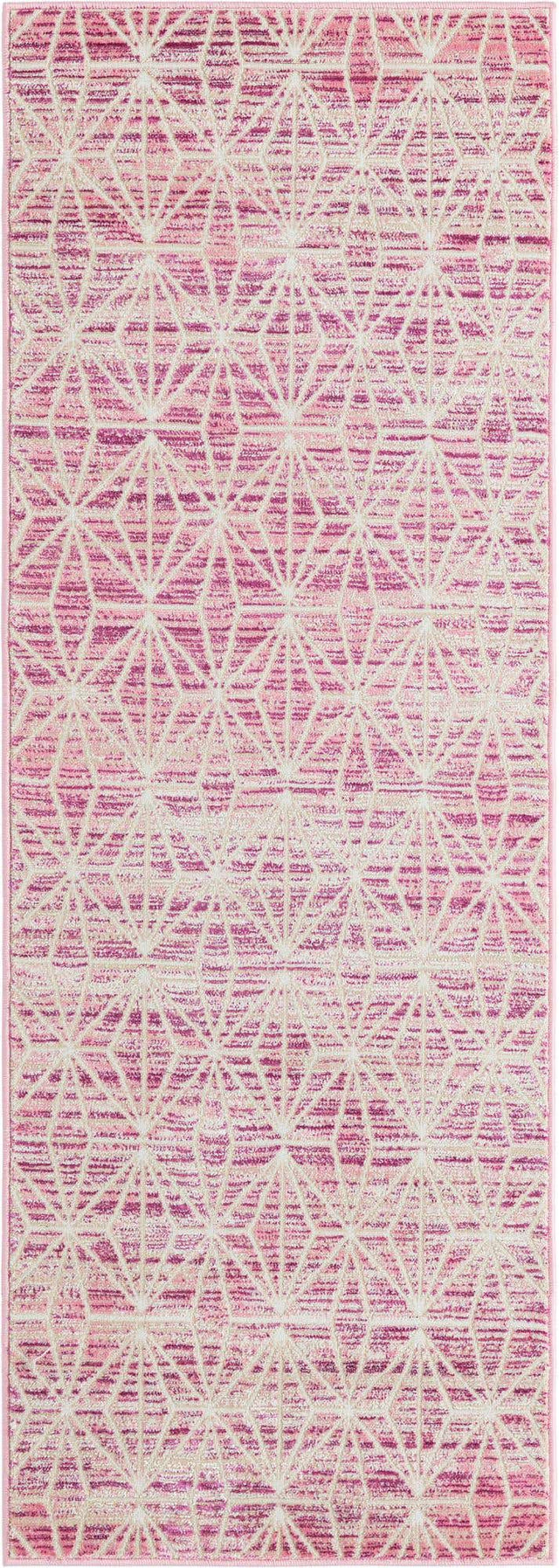 Pink 2' 2 x 6' 1 Jill Zarin Uptown Runner Area Rug 70% Polypropylene & 30% Polyester  Contemporary Carpet for Living, Dining, Office, Bedroom for Sale at Rug Engine