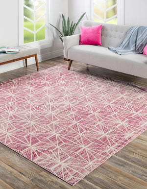Pink 7' 10 x 7' 10 Jill Zarin Uptown Square Area Rug 70% Polypropylene & 30% Polyester  Contemporary Carpet for Living, Dining, Office, Bedroom for Sale at Rug Engine
