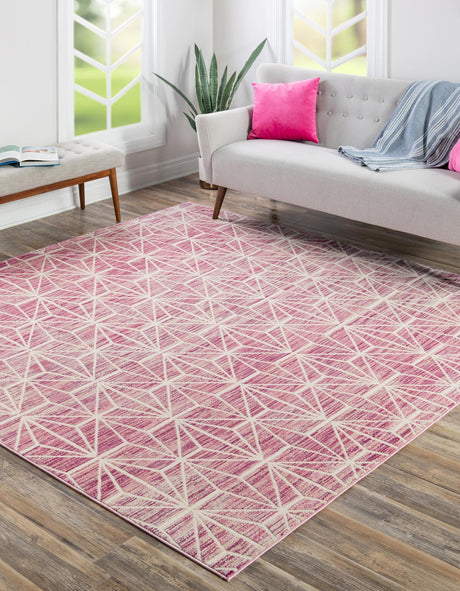 Pink 7' 10 x 7' 10 Jill Zarin Uptown Square Area Rug 70% Polypropylene & 30% Polyester  Contemporary Carpet for Living, Dining, Office, Bedroom for Sale at Rug Engine