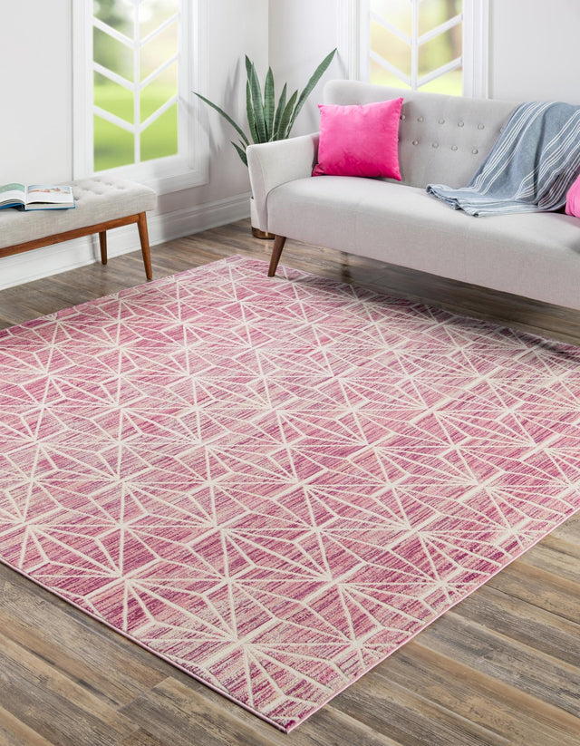 Pink 7' 10 x 7' 10 Jill Zarin Uptown Square Area Rug 70% Polypropylene & 30% Polyester  Contemporary Carpet for Living, Dining, Office, Bedroom for Sale at Rug Engine