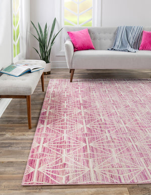 Pink 7' 10 x 7' 10 Jill Zarin Uptown Square Area Rug 70% Polypropylene & 30% Polyester  Contemporary Carpet for Living, Dining, Office, Bedroom for Sale at Rug Engine