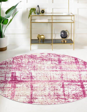 Pink 5' 3 x 5' 3 Jill Zarin Uptown Round Area Rug 70% Polypropylene & 30% Polyester  Contemporary Carpet for Living, Dining, Office, Bedroom for Sale at Rug Engine