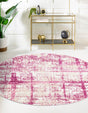 Pink 5' 3 x 5' 3 Jill Zarin Uptown Round Area Rug 70% Polypropylene & 30% Polyester  Contemporary Carpet for Living, Dining, Office, Bedroom for Sale at Rug Engine