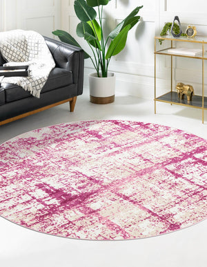 Pink 5' 3 x 5' 3 Jill Zarin Uptown Round Area Rug 70% Polypropylene & 30% Polyester  Contemporary Carpet for Living, Dining, Office, Bedroom for Sale at Rug Engine