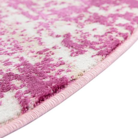 Pink 5' 3 x 5' 3 Jill Zarin Uptown Round Area Rug 70% Polypropylene & 30% Polyester  Contemporary Carpet for Living, Dining, Office, Bedroom for Sale at Rug Engine