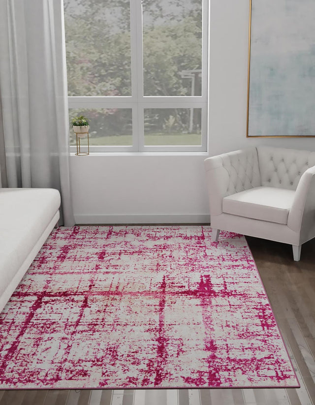 Pink 4' 1 x 6' 1 Jill Zarin Uptown Rectangle Area Rug 70% Polypropylene & 30% Polyester  Contemporary Carpet for Living, Dining, Office, Bedroom for Sale at Rug Engine