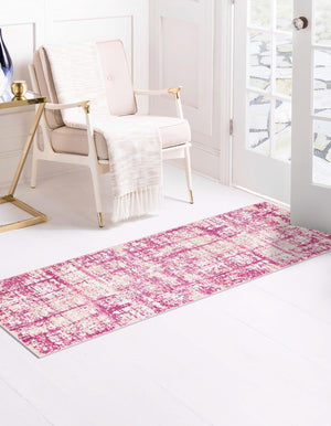 Pink 2' 7 x 13' 11 Jill Zarin Uptown Runner Area Rug 70% Polypropylene & 30% Polyester  Contemporary Carpet for Living, Dining, Office, Bedroom for Sale at Rug Engine